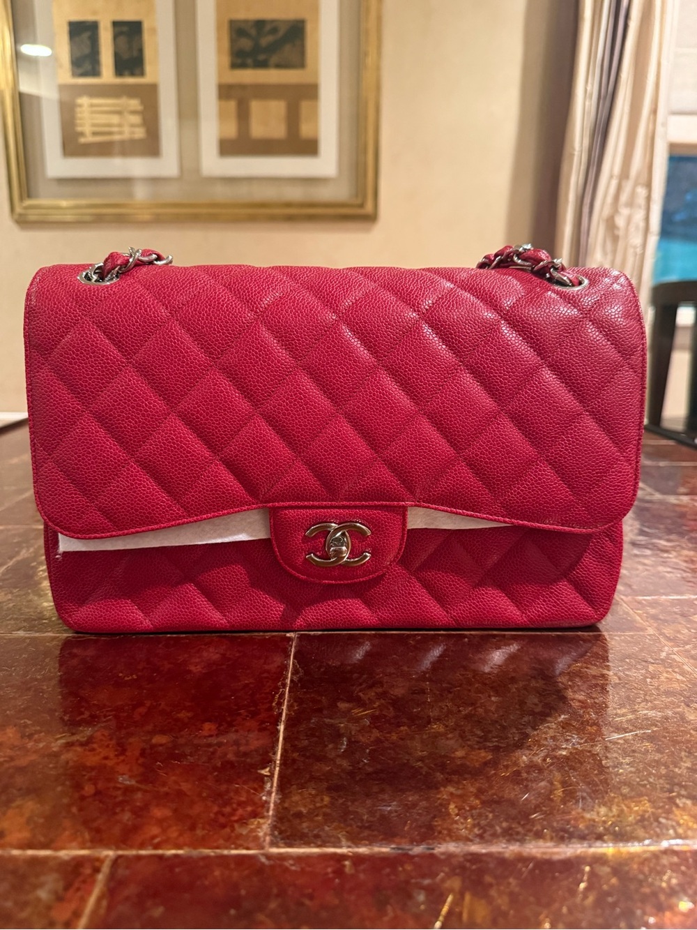 CHANEL Quilted Flap Shoulder Bag in Red